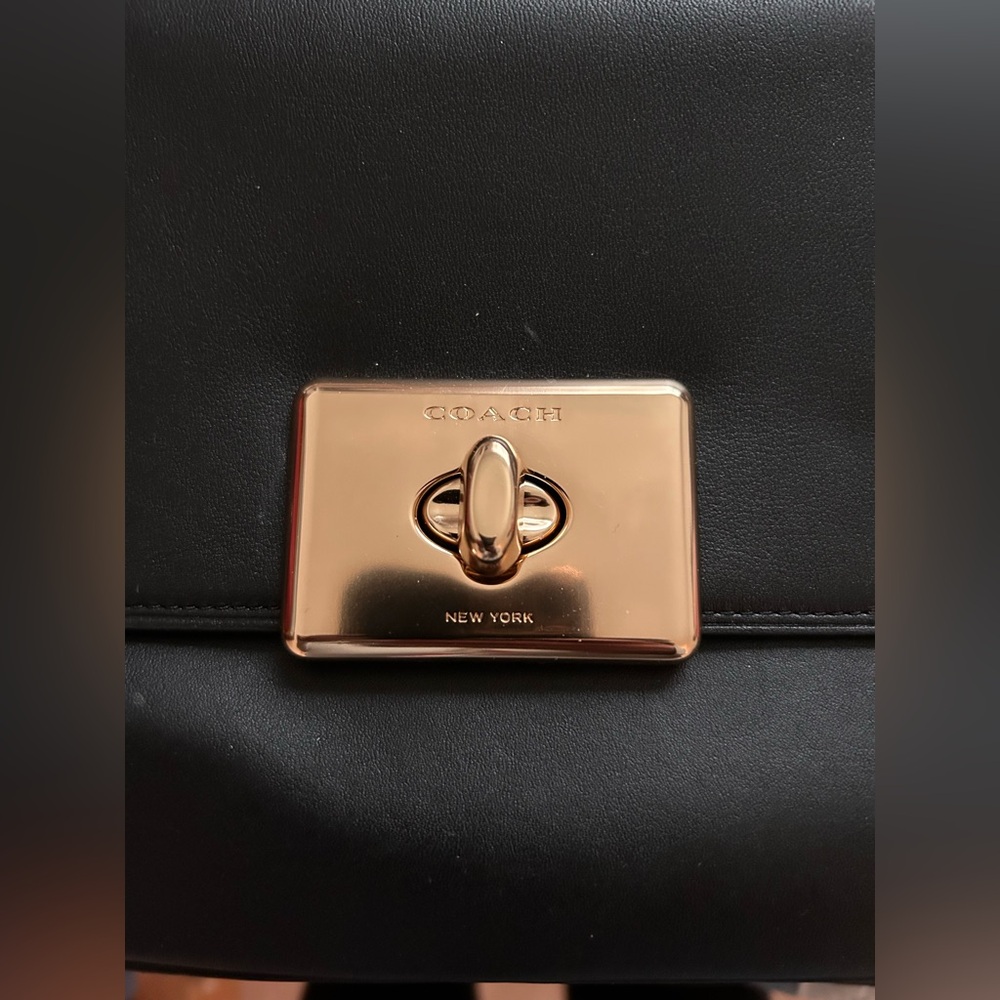 Coach Black Shoulder Bag with Gold Chain - Picture 3 of 5
